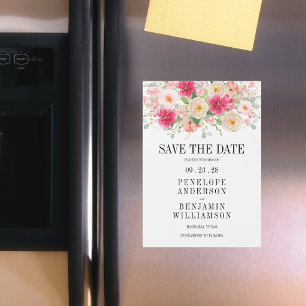 Invitation Magnétique Mariage Floral Rose Clair Aquarelle Moderne