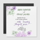 Invitation Magnétique Mariage floral violet couleur aquarelle personnali (Devant / Derrière)
