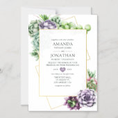 Invitation Magnétique Mariage géométrique Succulent aquarelle (Recto)