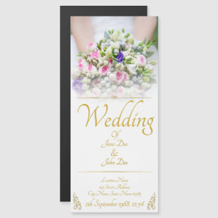 Invitation Magnétique Mariage - mariée avec un bouquet de mariage coloré