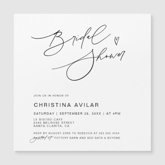 Invitation Magnétique Mariage Minimaliste Écriture Manuscrite (Devant)