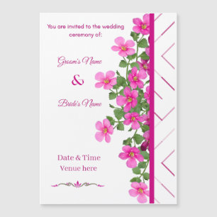 Invitation Magnétique Mariage Minimaliste Fleur de Cerisier Rose