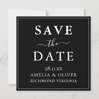 Invitation Magnétique Mariage Minimaliste Noir Intemporel Enregistrer La