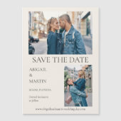 Invitation Magnétique Mariage Moderne Enregistrer la date Tan 2 Photo En (Devant)