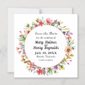 Invitation Magnétique Mariage Moderne Fleurs d'aquarelle Enregistrer la  (Recto)