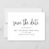 Invitation Magnétique Mariage moderne noir blanc écriture Save the Date (Recto)