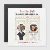 Invitation Magnétique Mariage moderne QR Code Ajouter un nom Date Photo  (Devant / Derrière)