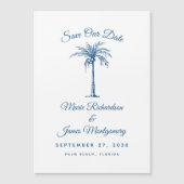 Invitation Magnétique Mariage Moderne sur la Plage en Bleu, Save the Dat (Devant)