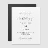 Invitation Magnétique Mariage noir blanc classique formel luxe moderne (Devant / Derrière)