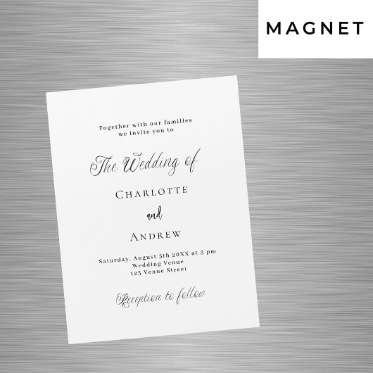 Invitation Magnétique Mariage noir blanc classique formel luxe moderne
