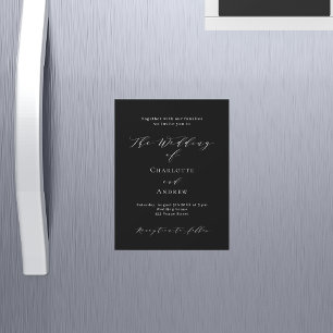Invitation Magnétique Mariage noir blanc formel luxe moderne
