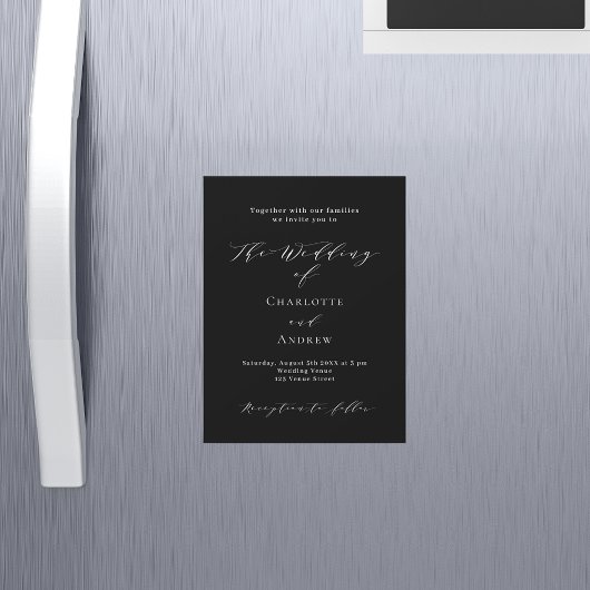 Invitation Magnétique Mariage noir blanc formel luxe moderne