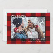 Invitation Magnétique Mariage photo de Red Buffalo Plaid (Recto)