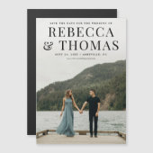 Invitation Magnétique Mariage photo portrait moderne enregistrer la date (Devant / Derrière)