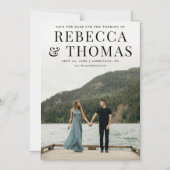 Invitation Magnétique Mariage photo portrait moderne enregistrer la date (Recto)