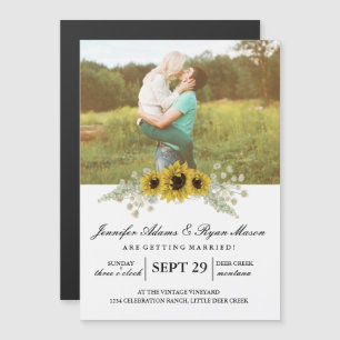 Invitation Magnétique Mariage photo simple tournesols