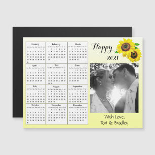 Invitation Magnétique Mariage Photo Yellow Sunflowers Mini Calendrier 20