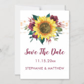 Invitation Magnétique Mariage Rustique Tournesol Lumières Enregistrer La (Recto)