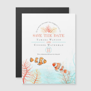 Invitation Magnétique Mariage sauver la date corail aquatique poissons t