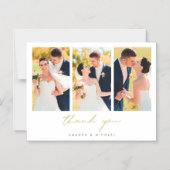 Invitation Magnétique Mariage simple moderne à trois photos Merci magnét (Recto)