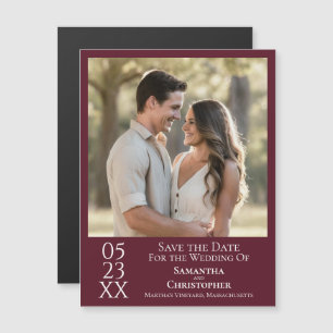 Invitation Magnétique Mariage Simple Moderne Économisez la Date Photo Bo