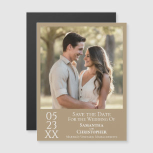 Invitation Magnétique Mariage Simple Moderne Enregistrer la Date Photo B