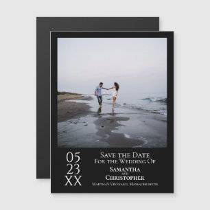 Invitation Magnétique Mariage simple moderne Enregistrer la photo de dat