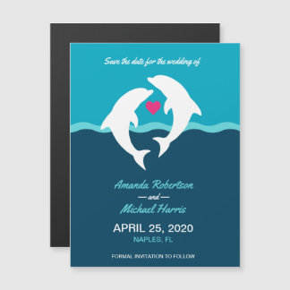 Invitation Magnétique Mariage sous-marin de dauphins
