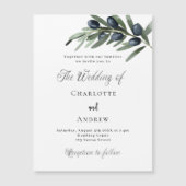 Invitation Magnétique Mariage verdure olivier feuilles simple script lux (Devant)
