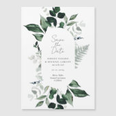 Invitation Magnétique Mariage vert rustique Enregistrer l'aimant de date (Devant)