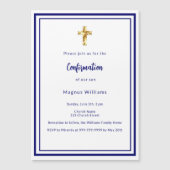 Invitation Magnétique Marine bleu blanc garçon Confirmation (Devant)
