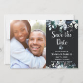 Invitation Magnétique Marine Bleu Rose Floral Mariage Enregistrer la dat (Recto)