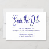 Invitation Magnétique Marine Blue White Calligraphie Mariage Enregistrer (Recto)