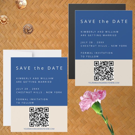 Invitation Magnétique Marseille Bleu Unique QR Code Simple Enregistrer L