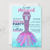 Invitation Magnétique Menthe bleu rose Mermaid Parties scintillant de la (Recto)