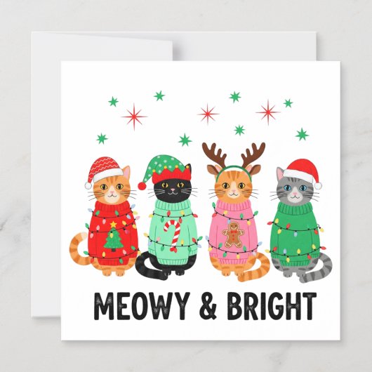 Invitation Magnétique Meowy Christmas Cat (Recto)
