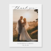 Invitation Magnétique Merci de mariage classique noir et blanc élégant (Devant)