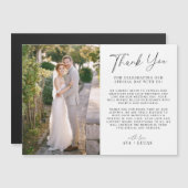 Invitation Magnétique Merci photo Mariage horizontal minimal moderne (Devant / Derrière)