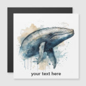 Invitation Magnétique Merveille de baleine aquarelle, personnalisé (Devant / Derrière)