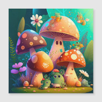 Mignons petits champignons verts adorables