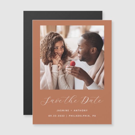Invitation Magnétique Mini script photo en terre cuite (Devant / Derrière)