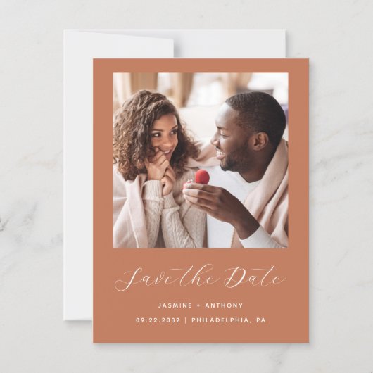 Invitation Magnétique Mini script photo en terre cuite (Recto)