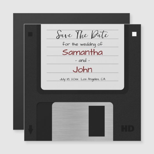 Invitation Magnétique Minimal Enregistrer La Date Rétro Funny Mariage (Devant / Derrière)