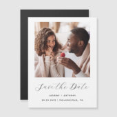 Invitation Magnétique Minimal One Photo Script noir et blanc (Devant / Derrière)