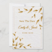 Invitation Magnétique Minimalist Gold Frame Save The Date Card | Elegant (Recto)