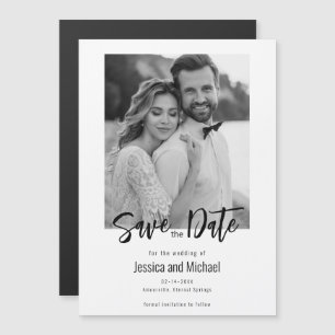 Invitation Magnétique 💍 minimaliste élégant Enregistrer la date avec ph