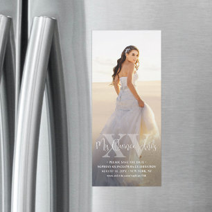 Invitation Magnétique Mis XV Años Sauvez la date Chic Quinceañera Photo