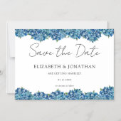 Invitation Magnétique Modern Blue Hydrangeas Navy Blue Striped Wedding (Recto)