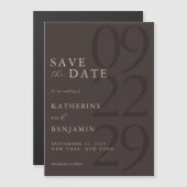 Invitation Magnétique Modern Brown Minimalist Wedding (Devant / Derrière)