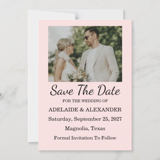 Invitation Magnétique Modern Pink Blush Wedding Save The Date (Recto)